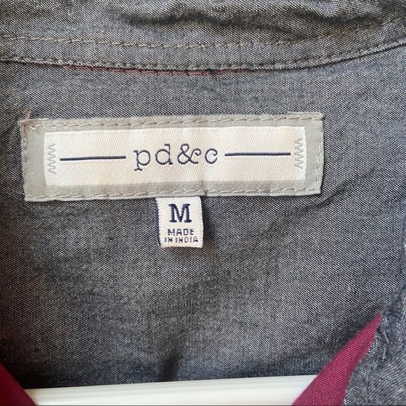 PD & C Maroon Button Down T-shirt Size Medium - Picture 3 of 8